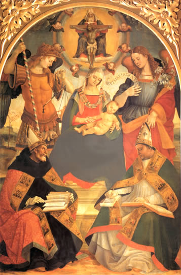 La Trinidad con la Virgen y el Niño, San Miguel Arcángel, San Agustín y San Atanasio