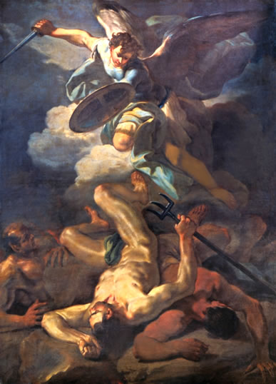 San Miguel derrotando a Lucifer