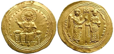 Arcángel Miguel en un nomisma bizantino