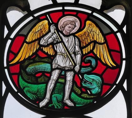 San Miguel Arcángel derribando a la bestia