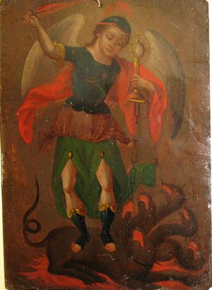 San Miguel Arcángel encadenando a la bestia