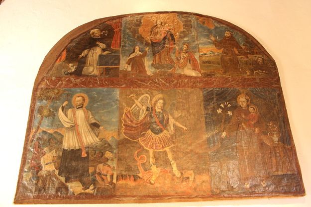 San Miguel Arcángel en lucha con Lucifer