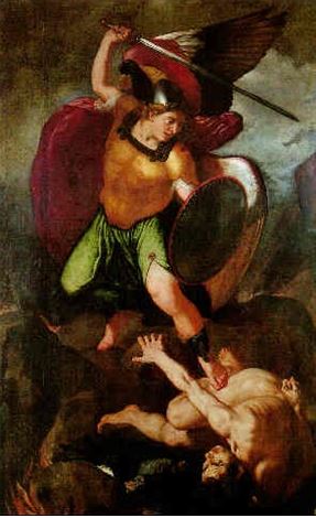 San Miguel Arcángel derribando a Lucifer