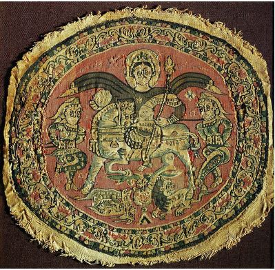 San Miguel Arcángel en textil Coptos