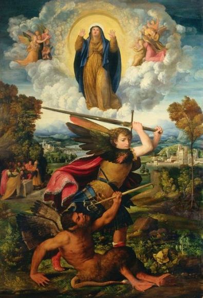 La Asunción de la Virgen con San Miguel Arcángel que vence al diablo