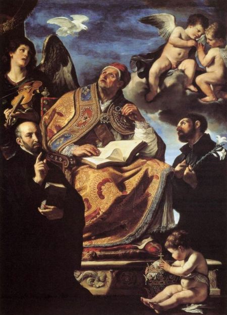San Miguel Arcángel, Guercino, el Papa San Gregorio Magno con San Ignacio y San Francisco Javier