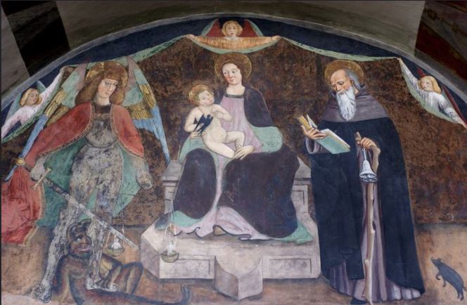 San Miguel Arcángel y la Virgen María