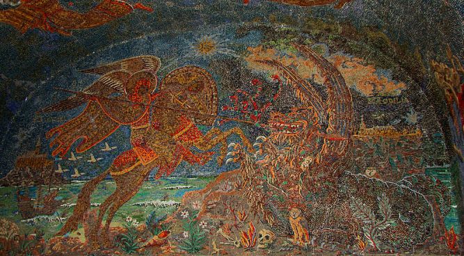 San Miguel Arcángel luchando contra el dragón