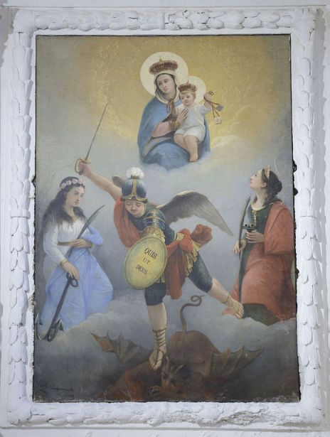 Virgen con el Niño, San Miguel Arcángel, Santa Lucía y otro Santo Mártir