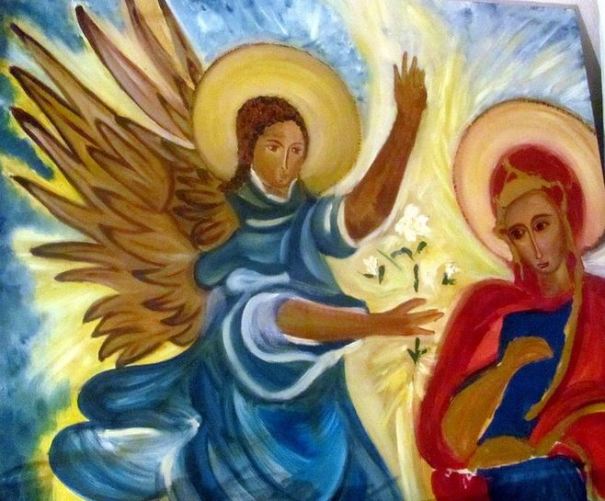 La Virgen María y San Miguel Arcángel