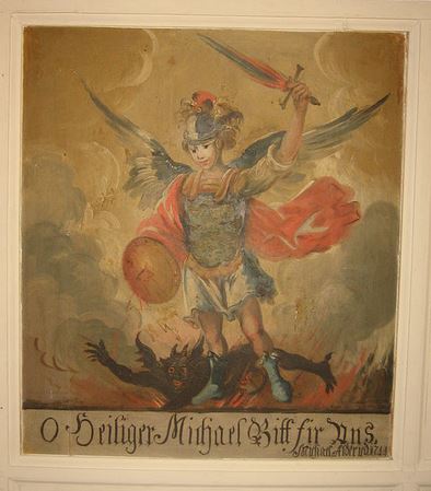 San Miguel Arcángel derribando al Demonio