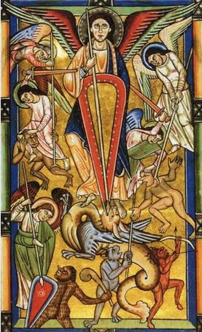 San Miguel Arcángel en lucha contra satanás