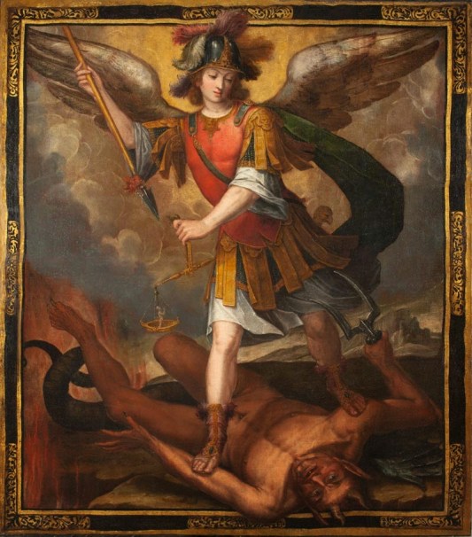 El Príncipe de la Milicia Celestial derrotando a Lucifer