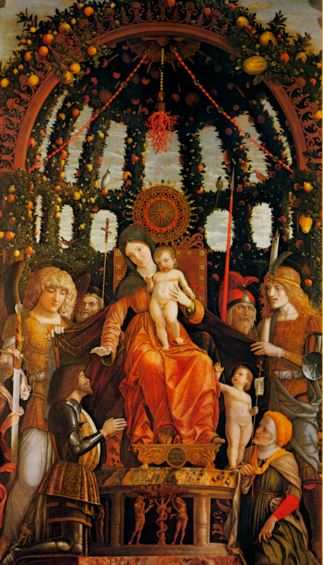 San Miguel Arcángel con el niño y la Virgen