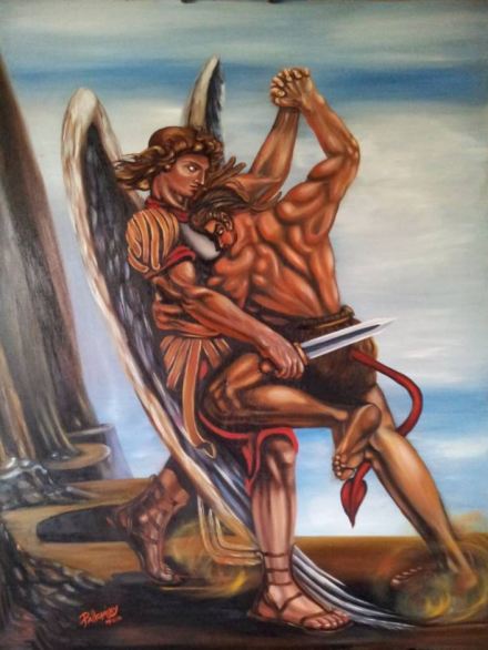 San Miguel Arcángel en batalla contra el maligno