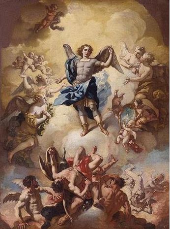 Arcángel Miguel venciendo a satanás