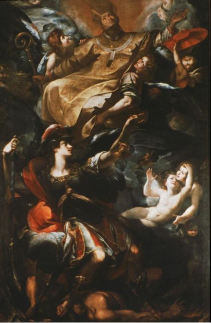 San Carlos Borromeo en la Gloria con el Arcángel Miguel