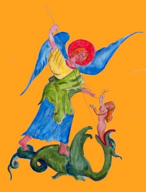 El Arcángel Miguel en batalla contra el dragón